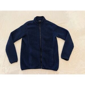 Lands End Kids Navy Blue Sherpa Fleece Full Zip Jacket Size S 6-8 RN 502791
